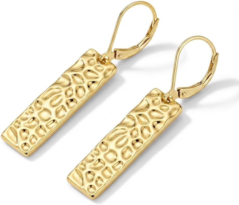 Silver Bar Dangle Earrings for Women, Lightweight Hypoallergenic Leverback Drop Earrings, Fashion Geometric Jewelry Gift for Her