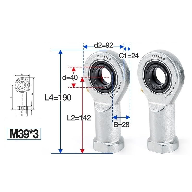 Roulement à rotule gauche SIL40ES pour moteurs et transmissions - 3