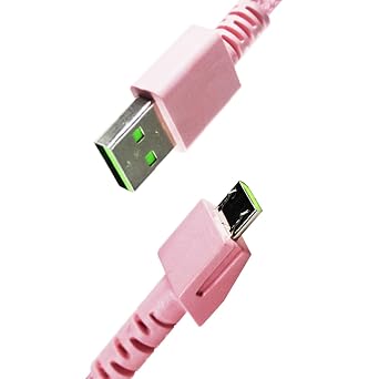 Aiivioll Wireless Mouse USB Charging Cable 1.8M Suitable for Razer Viper Ultimate, Basilisk Snake Ultimate, Viper V2 Professional, with Nylon Braided Cable, Durable and Fast Charging Pink