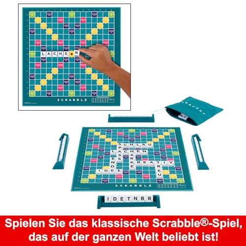 MATTEL GAMES Scrabble Zwei in Eins - Doppelseitiges Brettspiel für schnelles, zwangloses und kooperatives Spiel, inklusive 50 Zielkarten für Scrabble Together, einfache Punktevergabe, HWD45 – Bild 6