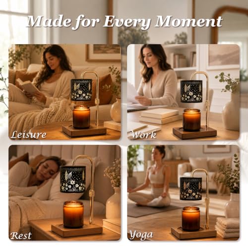 Eandisom Hummingbird Candle Warmer Lamp with Timer Dimmer, Gifts for Mom | Birthday Gifts for Women, Adjustable Height for Jar Candles, Flameless Ccent, Wood Base, 2 Bulbs included. - image 6