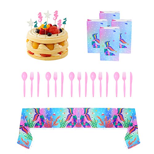 Decorações de festa da sereia, kit de suprimentos para festa de feliz aniversário incluem bandeira s
