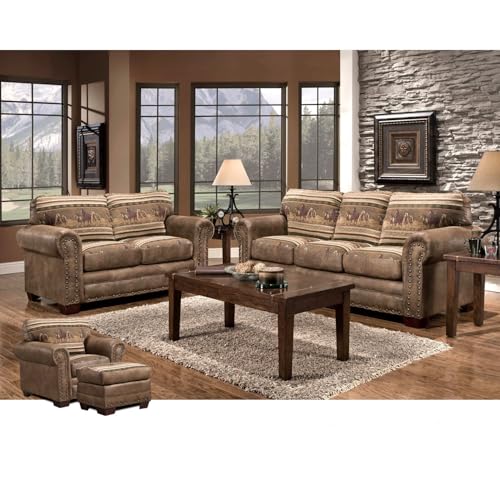 HomeStock Rustic Retreat 4-Piece Set Living Room Sleeper Sofa, 20.00"