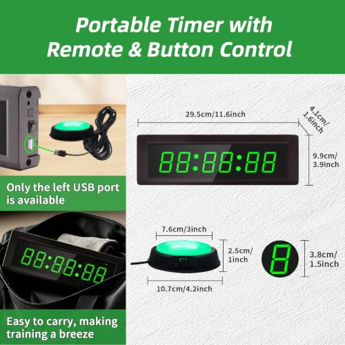 Gym Timer Clock with Remote Control & Push Button,7 RGB Color, Programmable Interval Timer, Countdown/Up Stopwatch,Wall Clock for Home Gym Garage,Portable Training Accessories(Plug-in) - Image 2