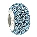 December Birthstone Round Light Blue Crystal Bead Sterling Silver European Style Bead Charm