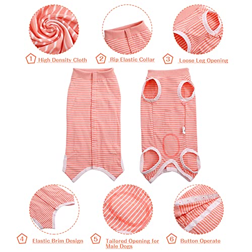 Image of SAWMONG Recovery Suit for Dogs After Surgery Professional, Dog Spay Surgical Suit for Female Dogs, Dog Onesie Bodysuit for Surgery Male Substitute E-Collar Cone, Pink, X-Large