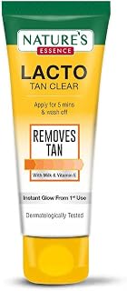 Natures essence lacto tan clear apply for 5 mins & wash off removes tan with milk & vitamin E instant glow from 1st use de... Price In India