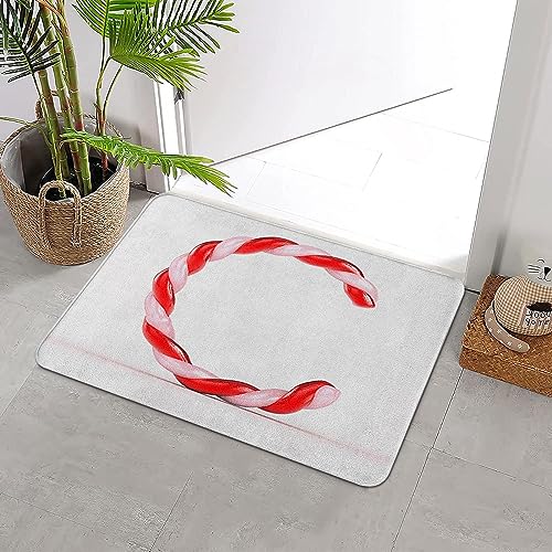 ERICAT Tappeto da Bagno Antiscivolo Igroscopicità,Chrimas Candy Alphabet è un carattere proiettile di canna Chrome Classic Code Coding,Tappettino per Soggiorno e Casa Moderna Lavabile 40X60CM