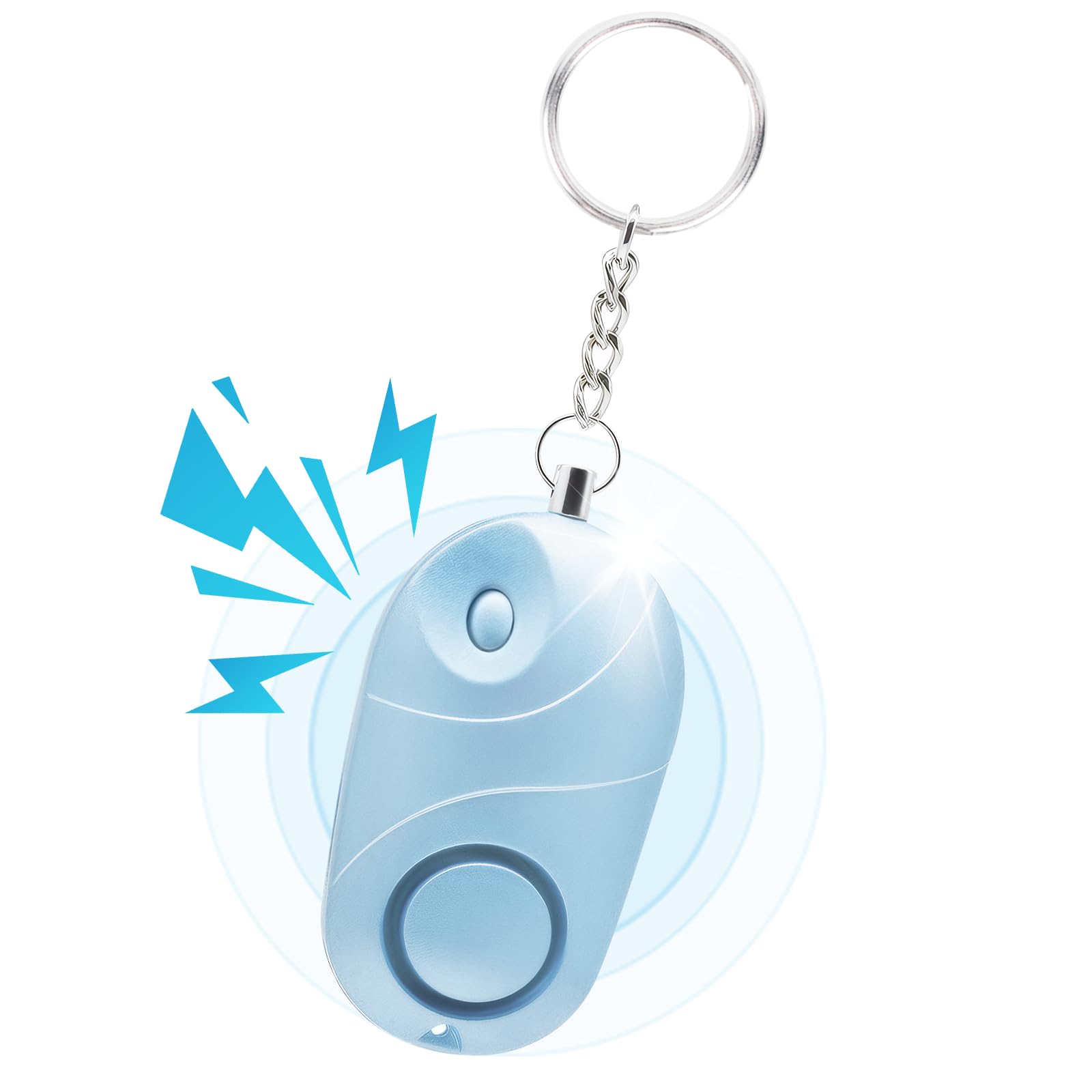 Alarma Personal Qoosea Sonido Seguro Safesound Alarma de Seguridad Personal Llavero Sirena 140 dB con luz LED, Alarma de Seguridad de Autodefensa de Emergencia (Azul Claro)