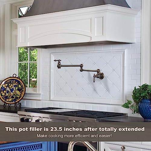Wowow 2311100FB Pot Filler Faucet Antique Bronze Stove Faucet, Wowow Solid Brass Kitchen Sink Pot Filler Faucet Wall Mount Folding Faucet thumb #2