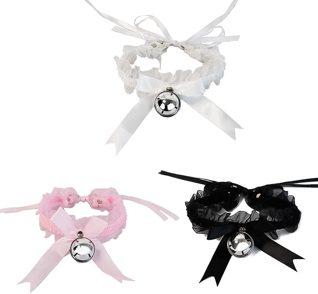 Choker with Kitten Sweet Cute Gothic Choker Detachable Cosplay Party Adjustable Jewelry White Lace Chocker for Women