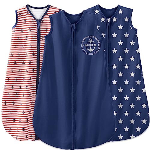 Image of Yoofoss Baby Sleep Sack 0-6 Months Baby Wearable Blanket 100% Cotton 2-Way Zipper TOG 0.5 Toddler Sleeping Sack 3 Pack, Lightweight
