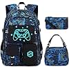 Scothen Boys Backpack, Cool Luminous School Backpacks for Boys with Lunch Bag Pencil Case, Kids Backpack Kindergarten Elementary Middle School Book Bags for Teen Boy Children with USB Charging Port