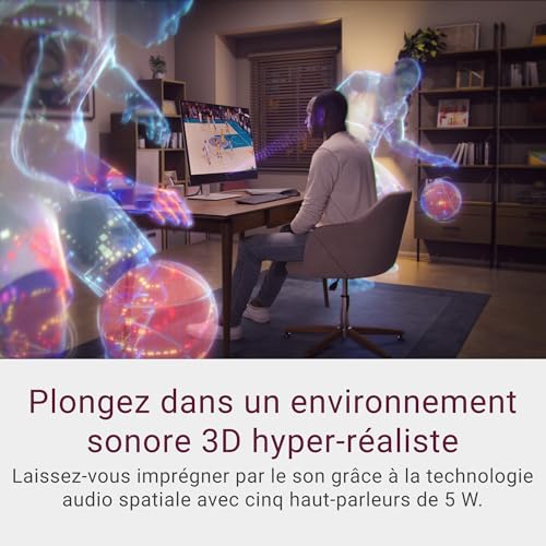 Dell 32 Plus Écran PC S3225QC 4K UHD 3840x2160 120Hz QD OLED 0.03ms AMD FreeSync Premium Pro HDR True 400 Dolby Vision Haut parleurs intégrés 3 USB C HDMI Garantie - vue 5