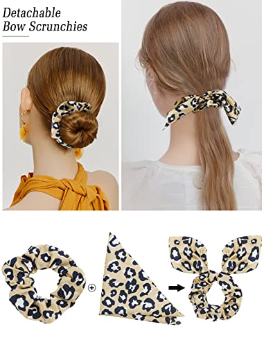 Bow Scrunchies Silk Hair Scrunchies With Bow Cute Satin Scrunchie With Bows For Girls Leopard Scrunchies Hair Ribbons For Women Hair Accessories Bunny Ears Bowknot Jaciya Hair Ties Elastic Ropes Ponytail Holder Scrunchy Bobbles #TOP1