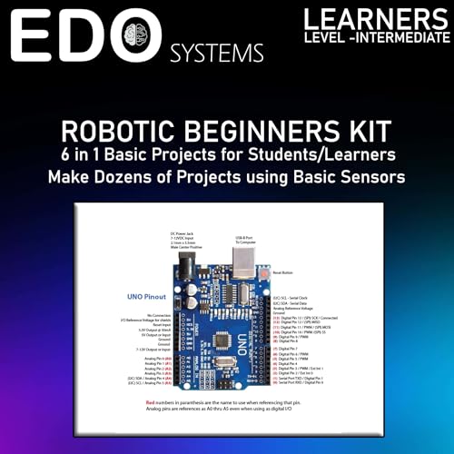 Image of EDO Systems | UNO r3 SMD 6 in 1 Sensor Kit for Students, Hobbyiest, Learners, & School Projects DIY Clock Display LDR Light Sensor, Dot Matrix Display, Mini Breadboad Starter /Beginner Kit.