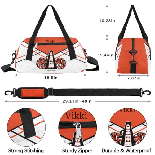 Orange White Cheer Custom Name Kids Duffel Bags for Girls Cheerleaders Personalized Dance Gym Bag Customized Overnight Duffel Bag for Weekender Gymnastics4