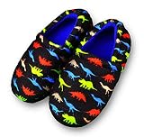 Tirzrro Big Kids Boy's Warm Plush Indoor Slippers with Soft Memory Foam Slip-on Slippers Size 1-2 US