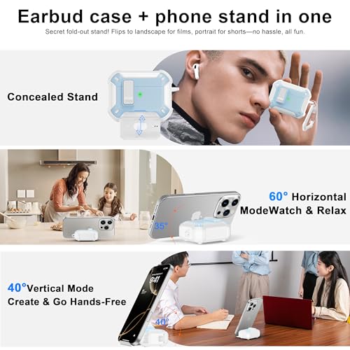 Image of AirPods Pro 3 Case with Safety Lock Phone Stand Magsafe, Light Blue