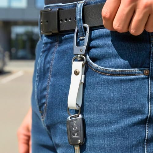 Image of THE MEN THING - Stylish Multicolor Stainless Steel Keychain for Men & Boys (URBAN AXIS WHITE)
