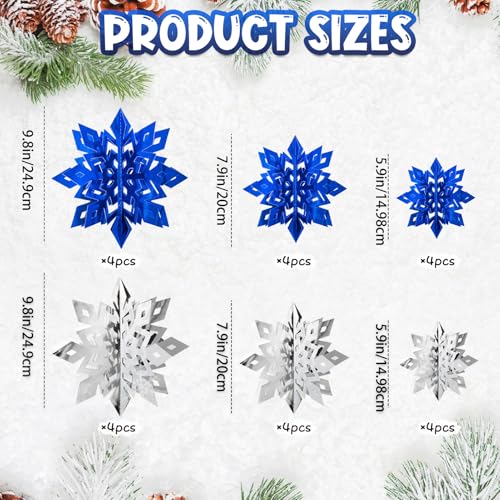 Image of Snowflake Decorations, Paper Christmas Hanging Decor Indoor, 24-Pc