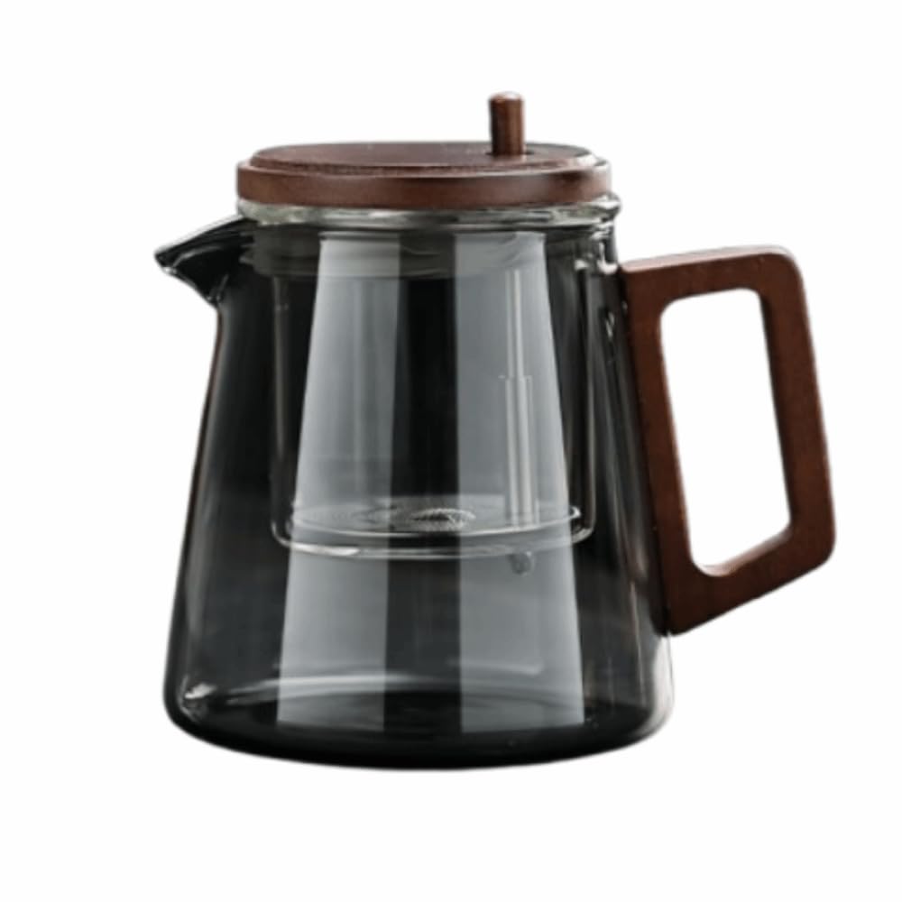 Tea Pot with Infuser, Glass Teapot for Loose Tea, Camping, Travel(Style 2 Grey)