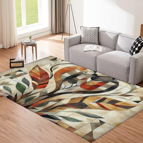 Tapis salon brun lavable antidérapant résistant aux taches