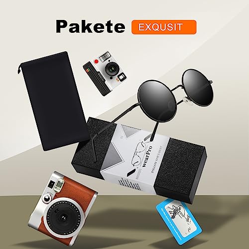wearPro Polarisierte-Eckig-Sonnenbrille-für-Herren-Damen UV400-Schutz Polarisiert Sonnenbrillen Retro Vintage Stil Fahrradbrille Rechteckig Sunglasses für Fahren Sport-Silber/Silber