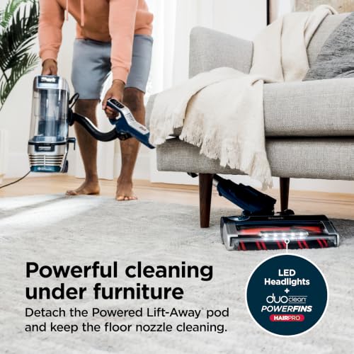 Shark Stratos Upright Vacuum, Powered Lift-Away, HEPA Seal, Navy, AZ3002​ | DuoClean, PowerFins & HairPro, Self-Cleaning Brushroll, Odor Neutralizer, LED Headlights, Easy-Empty Dust Cup, Bonus Tools​ - image 5