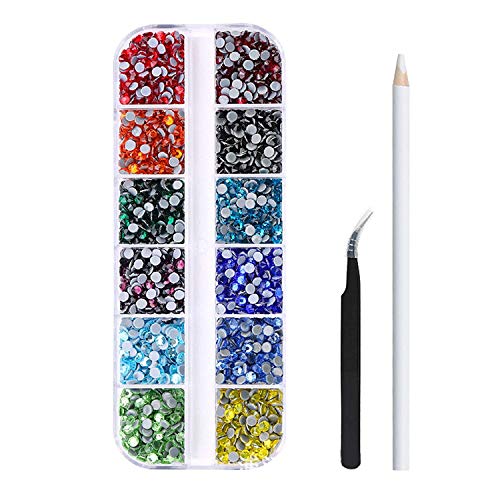 Emirde DIY Nail Drill Set, 120pcs AB Crystal Special-Shaped Rhinestones, Jewels Iridescent Color with Shiny Cutting Facets, More Than 1000 Flat Bottom Diamonds, DIY For Nails, Bags, Clothes, Makeup