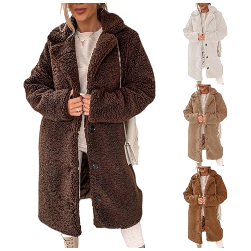 Womens Fuzzy Fleece Coat Oversized Lapel Open Front Long Cardigan Faux Fur Warm Winter Outwear Long Shacket Jackets4