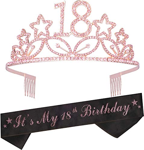 18th Birthday Gifts for Girl, 18th Birthday Tiara and Sash, Happy 18th Birthday