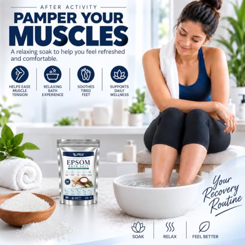 Image of OTICA Epsom Salt 1KG, USP Grade Magnesium Sulphate Bath Salt, Foot Soak