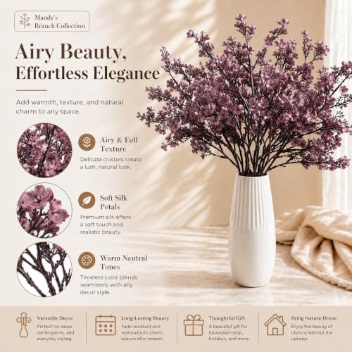 Image of Mandy's 6 Bundles Artificial Dusty Pink Baby's Breath Flowers