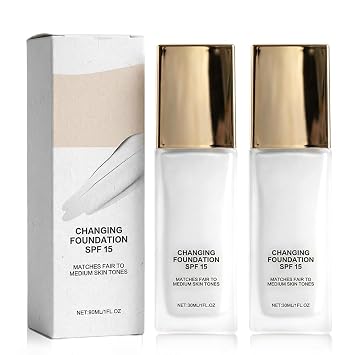 Color Changing Foundation for Mature Skin, 2-in-1 Adaptive Liquid Foundation, Hydrating Matte Finish for Flawless Coverage, Lightweight Breathable Formula for All-Day Wear 2PCS