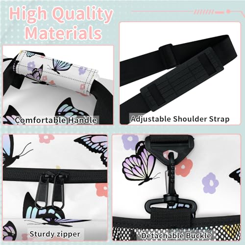Pastel Butterfly Travel Duffle Bag - Waterproof weekend luggage bag, men's sports and fitness bag, delivery hospital storage bag, overnight luggage bag with pull rod cover2