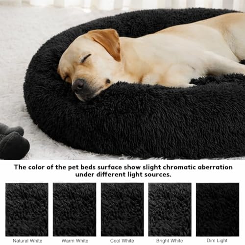 Image of ZEXSAZONE Summer Round Donut Pet Bed for Cats and Puppies Dogs Mat Cozy and Plush Raised Bedside Support Both Sides Use Like 2 in One Washable Sizes for Small Medium and Large Pets Black Large
