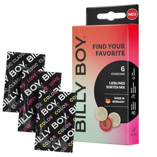BILLY BOY FIND YOUR FAVORITE Kondome | 6er Mix Pack | 2 x Viel Gefühl 2 x Länger Lieben 2 x Bunten Vielfalt | Latexkondome