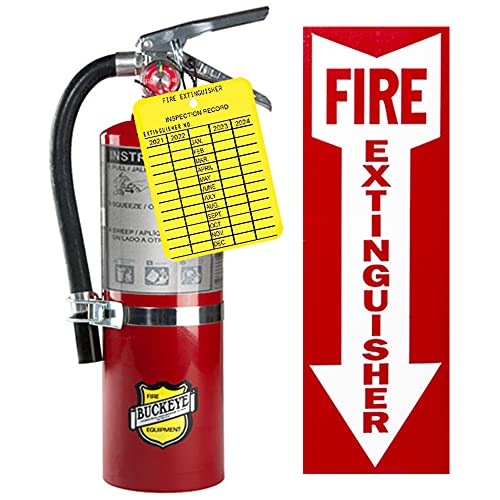 5Lb Fire Extinguisher 2A10BC Buckeye Class ABC Dry Chemical With Vehicle Bracket, Sign And Inspection Tag