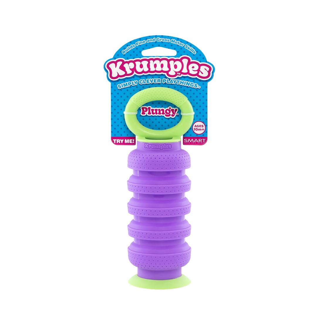 KRUMPLES Plungy Purple Sensory Suction Toy for Ages 10M+ | BPA-Free Silicone Fidget | Promotes Fine Motor Skills | Dishwasher Safe | Ideal Baby and