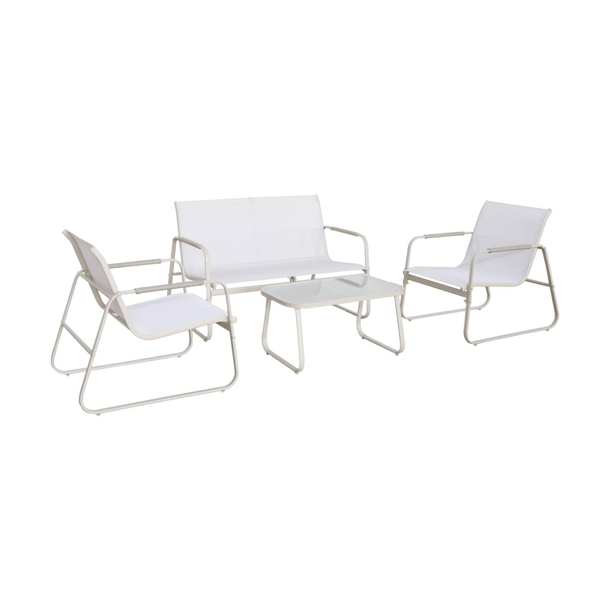 sweeek Salotto da Giardino in Acciaio, 4 posti Beige - 78x122x39 cm