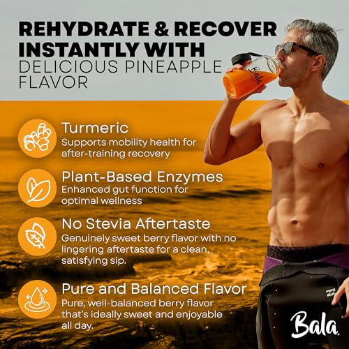 Image of Bala Total Body Wellness Drink Mix, Hydrate & Recover Variety Pack, Pineapple, Lime & Berry, 4 Per Flavor, Zero Sugar Electrolytes Powder Packets with Enzymes & Amino Acids, Turmeric Drink, 12 Count
