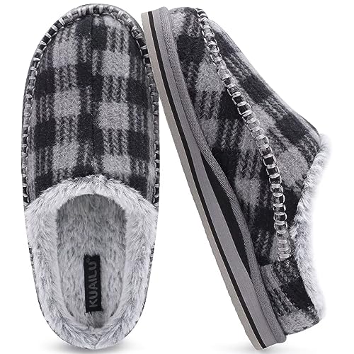 Image of KuaiLu Mens Slippers with Orthopedic Arch Support Suede Faux Fur