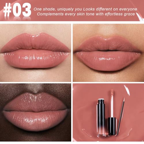 Image of evpct Coral Pink Shiny Longwear No-Budge Liquid Lip Color Lipstick Makeup, Highly Pigmented Color Instant Shine, Waterproof Long Lasting Lipstick for Women, Lip Stain Gloss with Lip Liner Brush, 03#