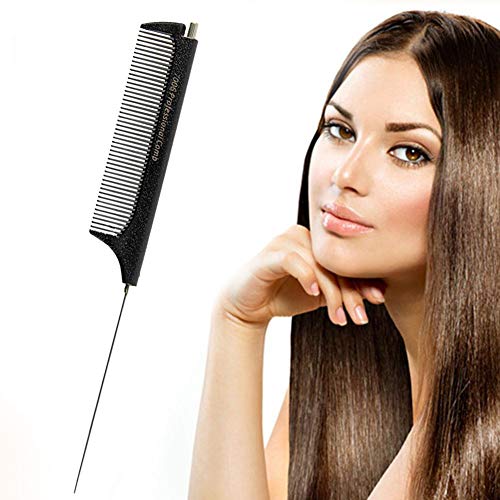 6 Colors Durable Steel Pin Tip Combs Haie Comb Hairdressing Beauty Tools Magic 10 Piece Professional Hair Styling Comb Set, Black Heat-resistance Hairdressing Brush Barbers (Black)