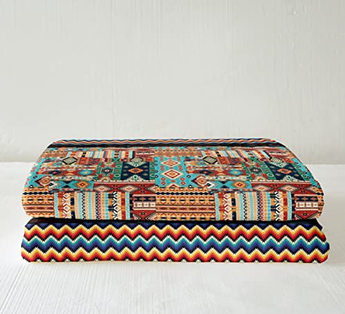 Aztec Blanket Rustic Southwestern Throw Blanket Queen For Kids Girls,Boho Geometry Fleece Blanket For Teens Boys,Native American Tribal Navajo Design Sherpa Blanket Tribal Ethnic Fuzzy Blanket,Soft #TOP2