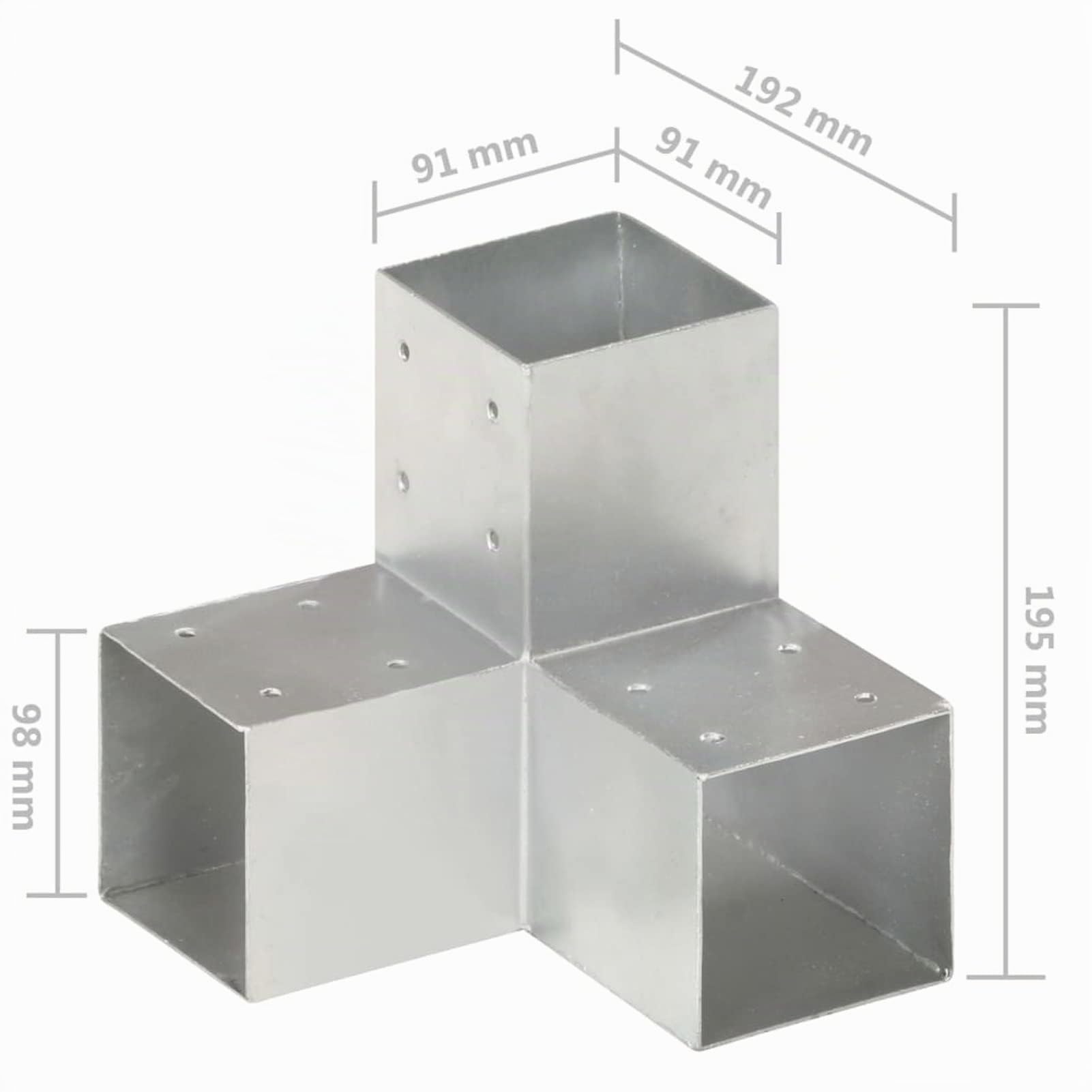 LAPOOH Connettori per Pali a Forma di Y 4 pz Metallo Zincato 91x91 mm,Articoli di ferramenta,Barriere e recinzioni,Pali e Assi per recinzioni-145474