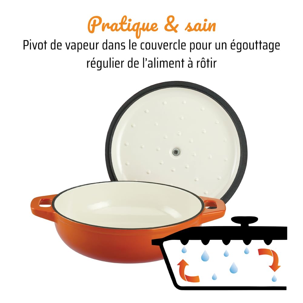 GSW 716307 Cocotte Shadow avec Couvercle, en Fonte, Orange/crème - ⌀30 cm