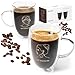GLORAMA Double Walled Glass Coffee Mugs for Couples - Espresso Cups, Coffee Cups for Couples with Gold Line Art Inscription, Freezer & Microwave Safe (14oz)