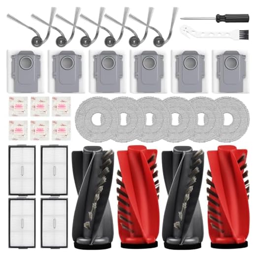 Bpbdzz 34-Pack Zubehörset für Roborock Saros 10R/Saros 20/Qrevo Curv 2 ProX/Curv 2 Pro Saugroboter, 4 Hauptbürsten 4 Filter 6 Wischpads 6 Staubbeutel Flach-Duftstein 6 Seitenbürsten 1 Reinigungsbürste